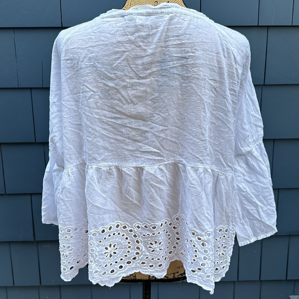 🤍🤍🤍RD Style white cotton large blouse top eyelet boho - Picture 4 of 9